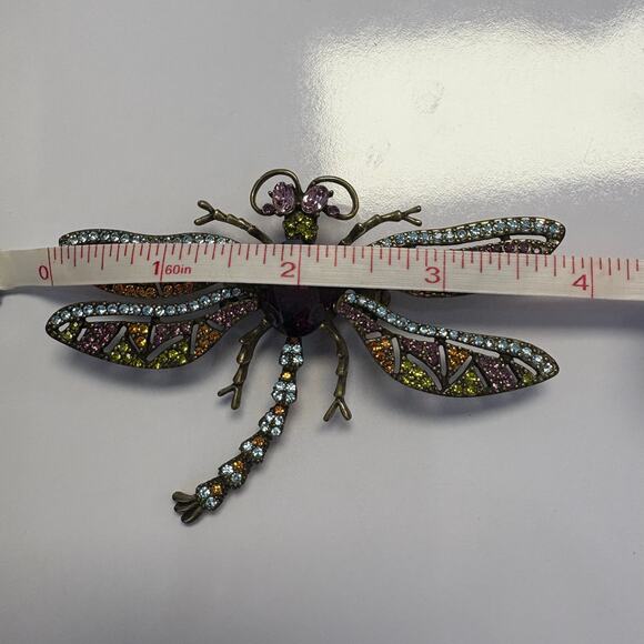 Heidi Daus Flutter Dragonfly Pin Purple Multicolor Crystal Brooch - Picture 7 of 8